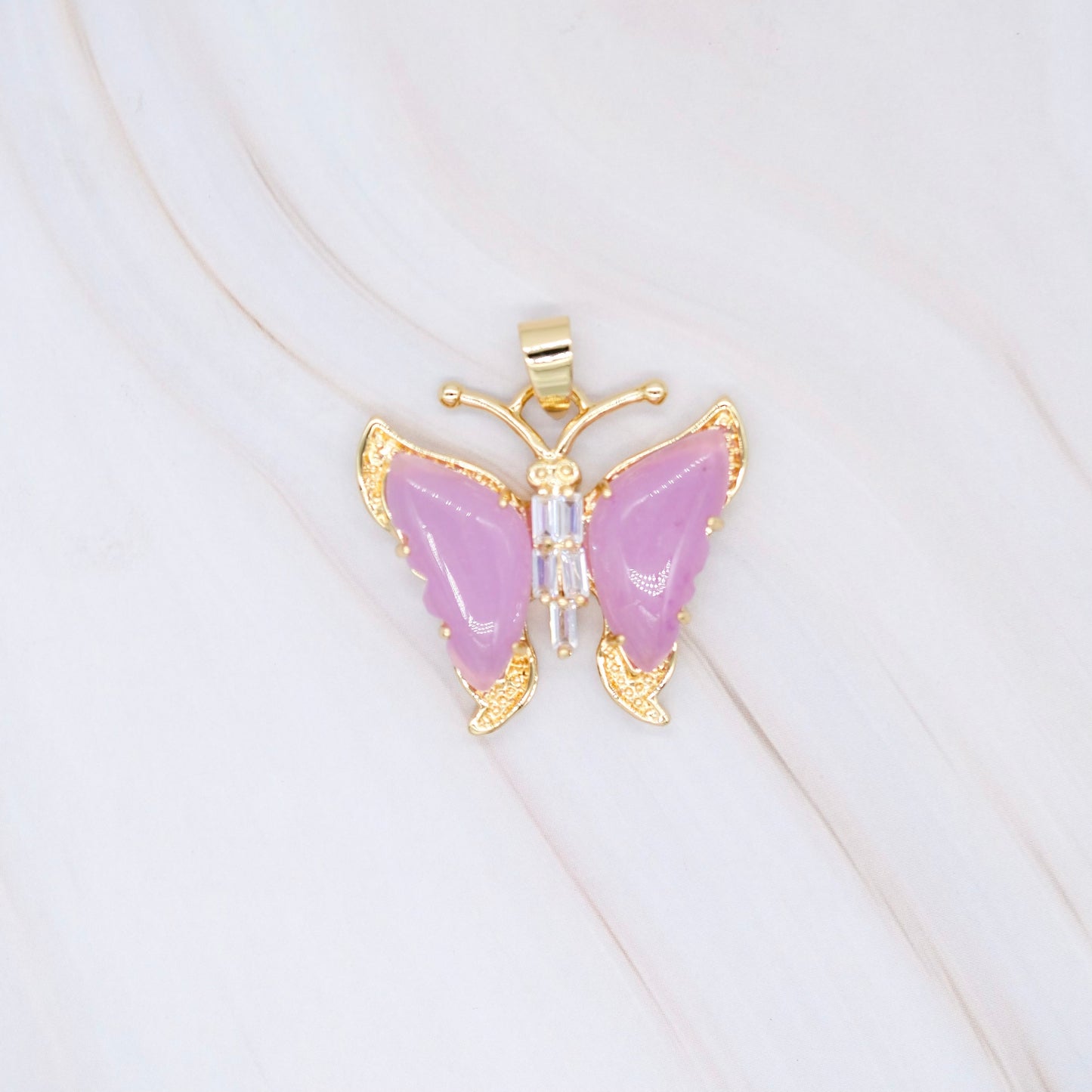 Butterfly with CZ Jade Pendant