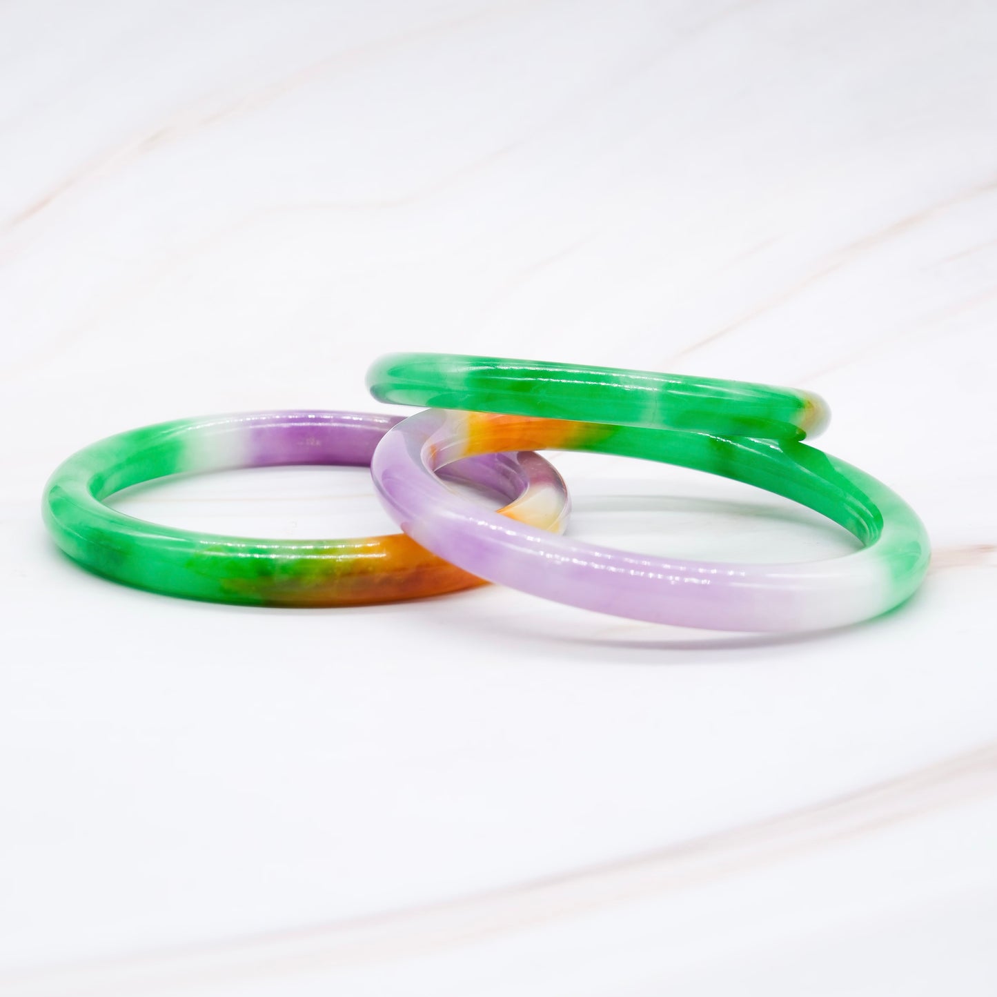 Thin Tri Color (Fu Lu Shou) Jade Bangle