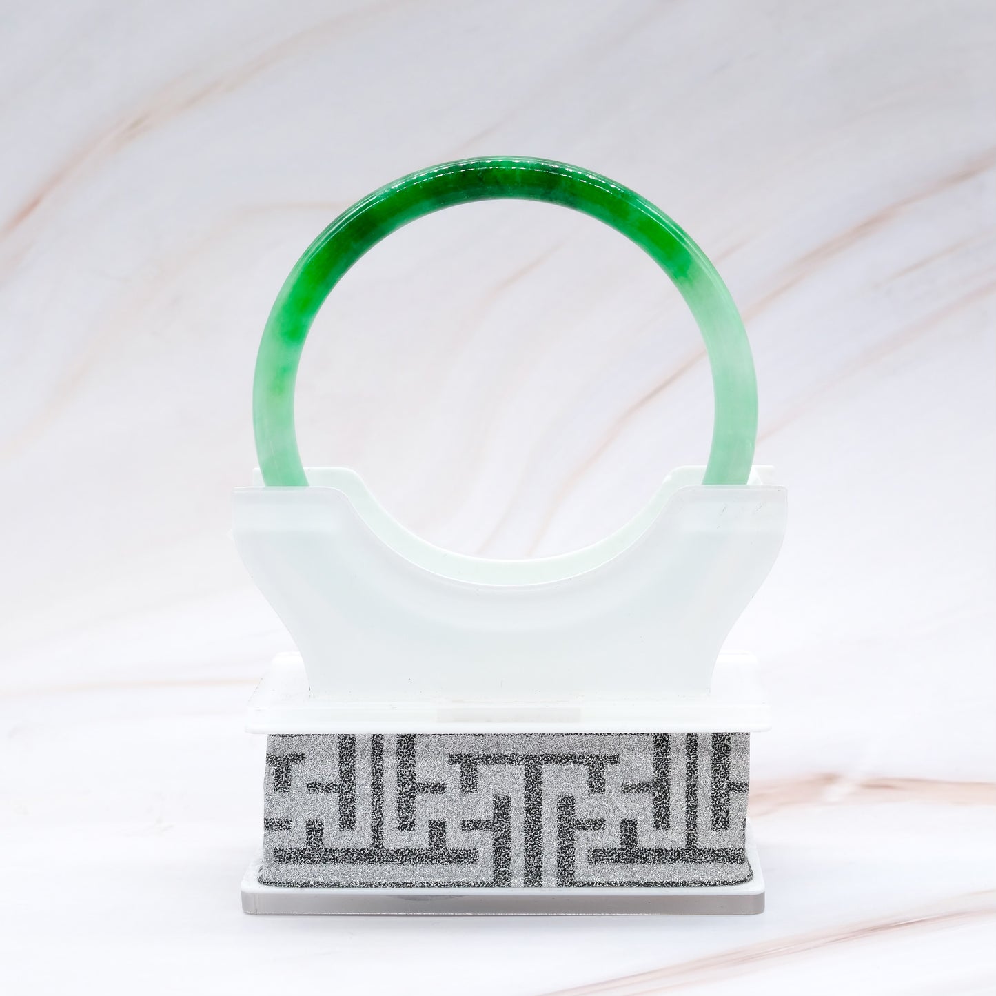 Thin Green Two Tone Jade Bangle