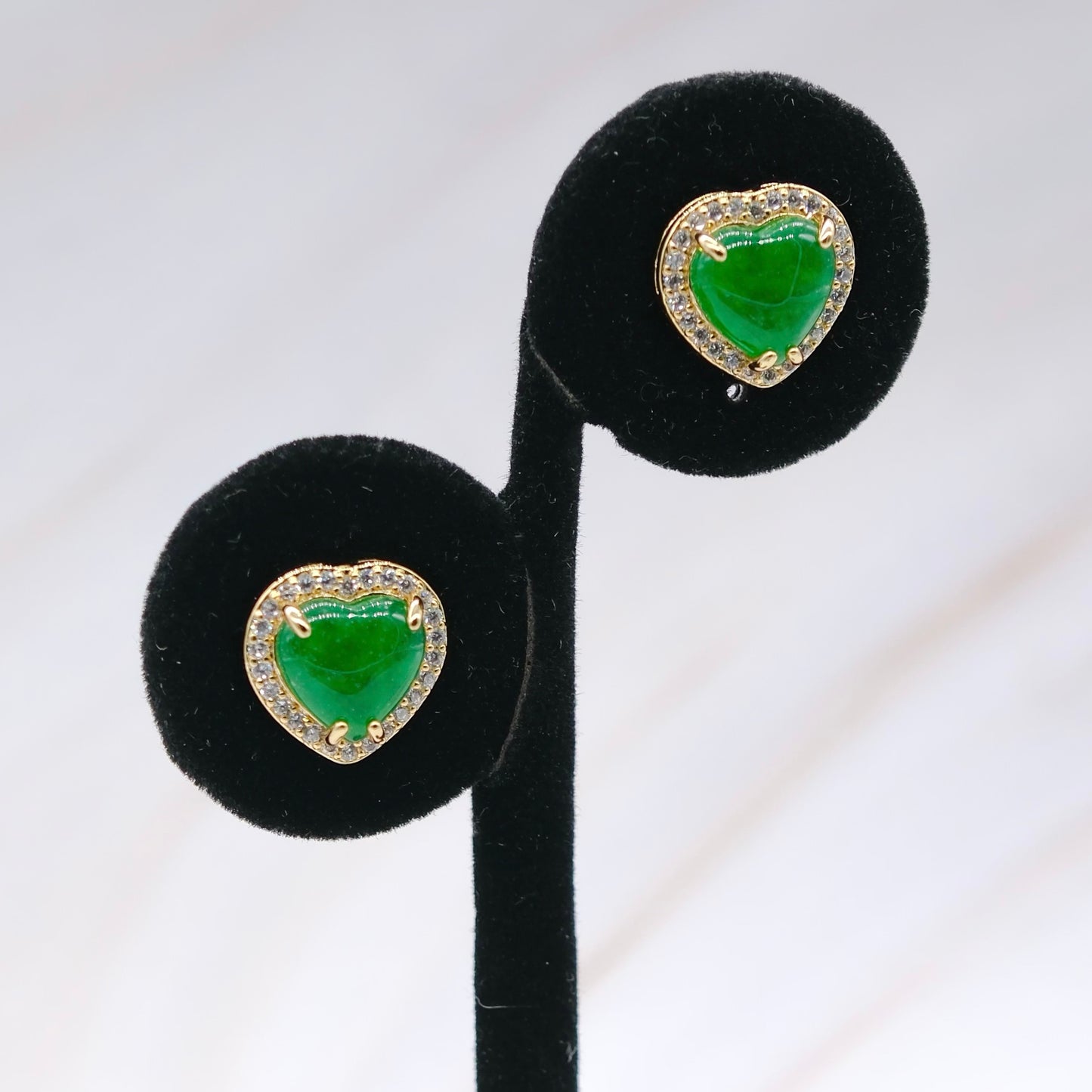 Jade Heart Studs