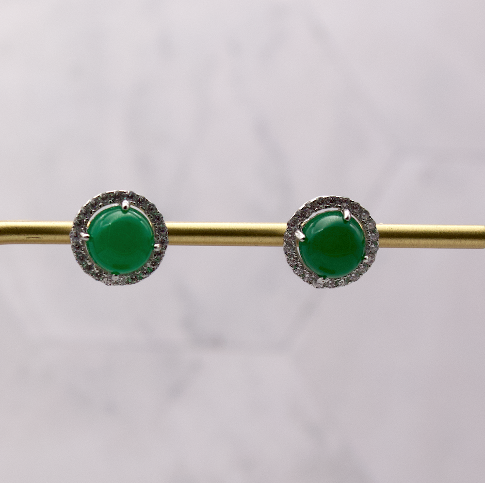 Jade with CZ Halo Studs
