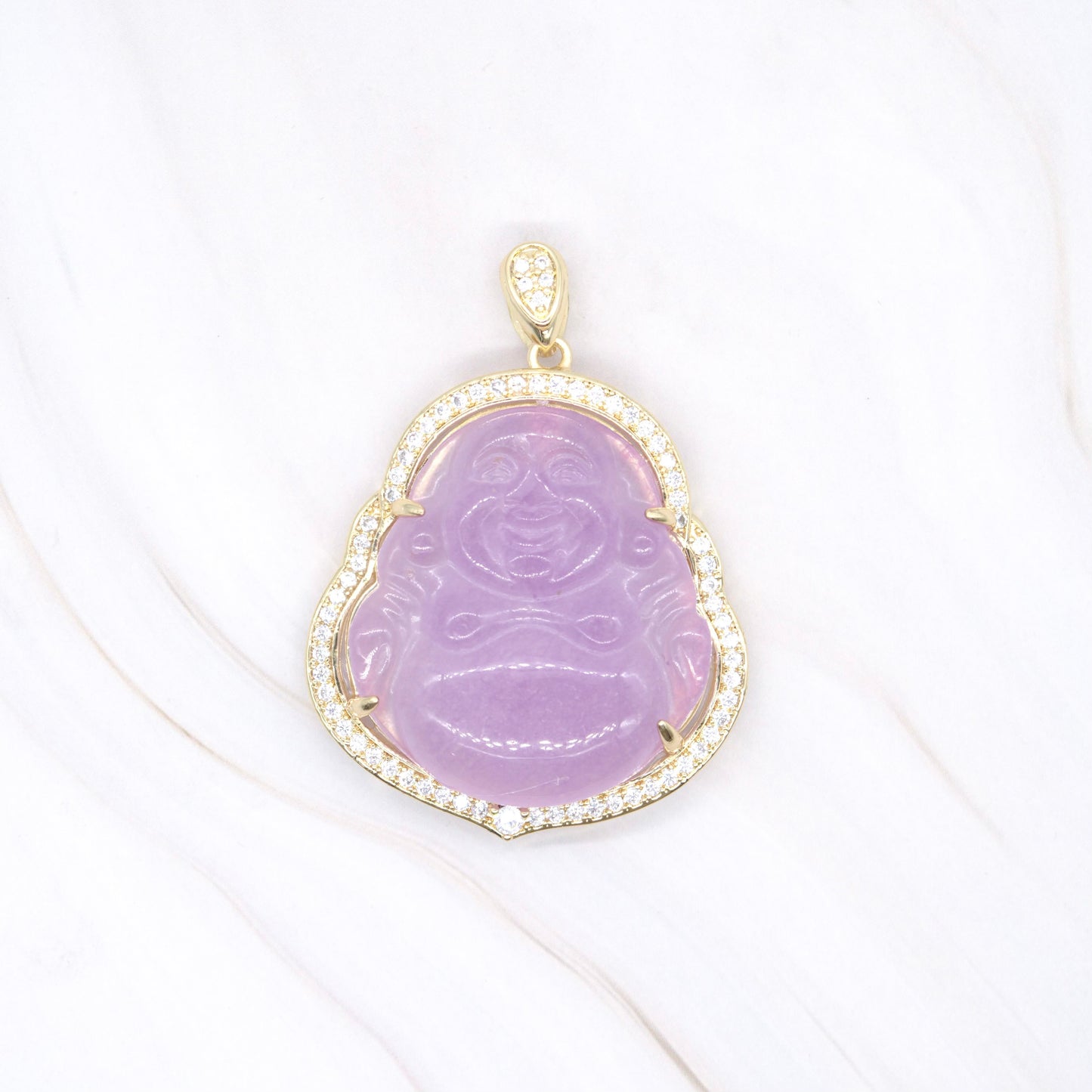 Large CZ Gold-Filled Buddha Pendant
