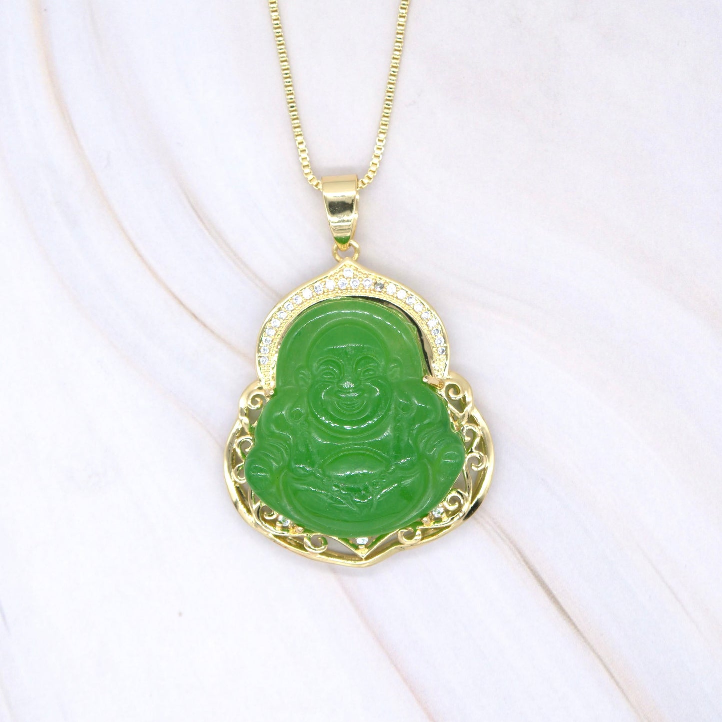 Medium CZ Gold-Filled Buddha Pendant