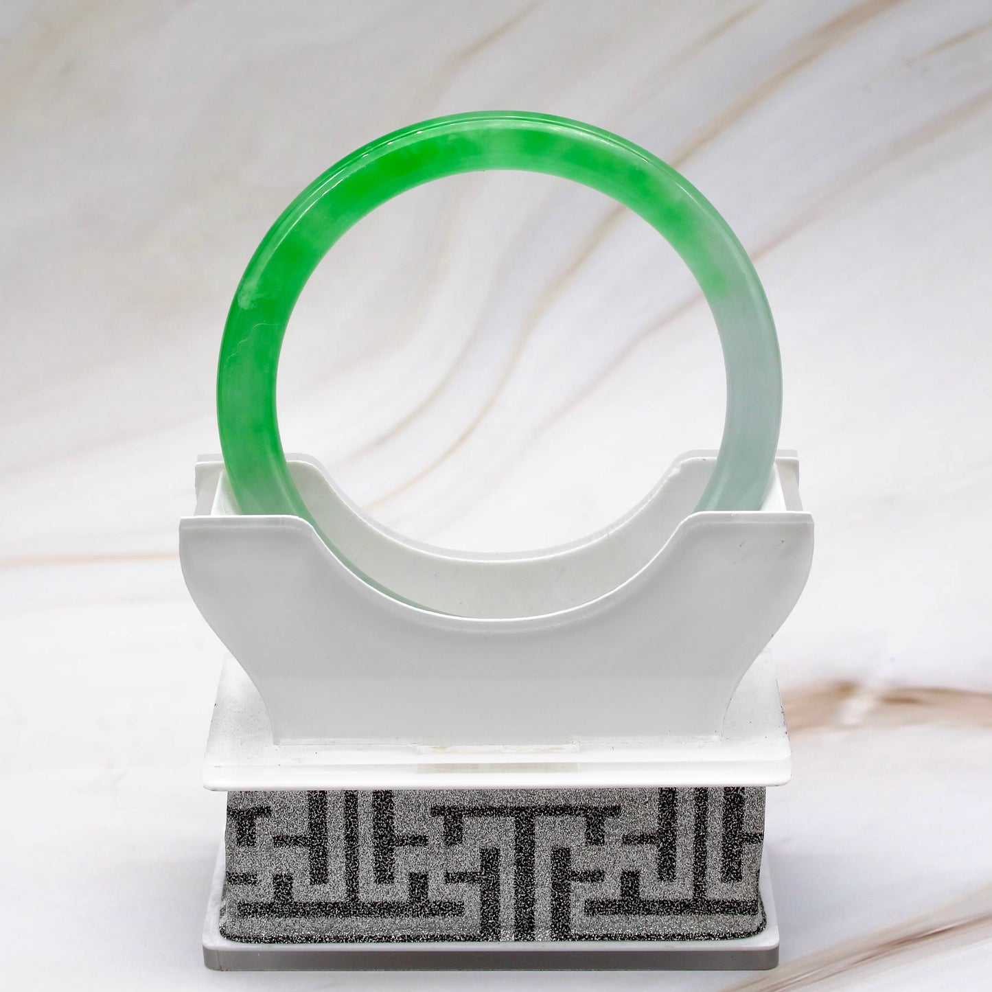 Thin Green Two Tone Jade Bangle