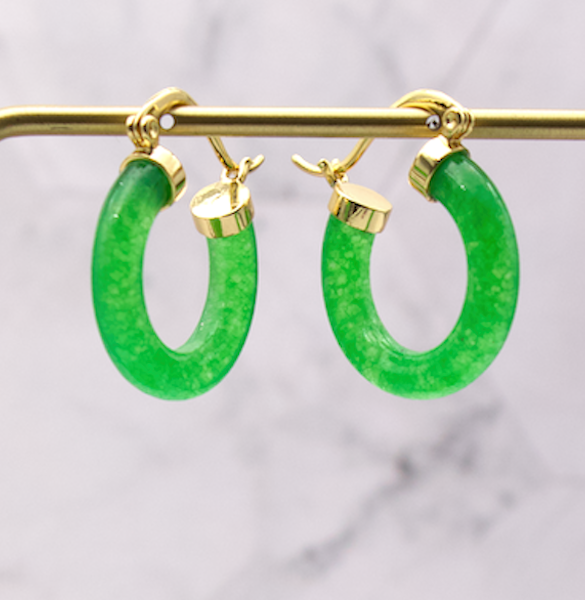 Jade Hoop Earrings