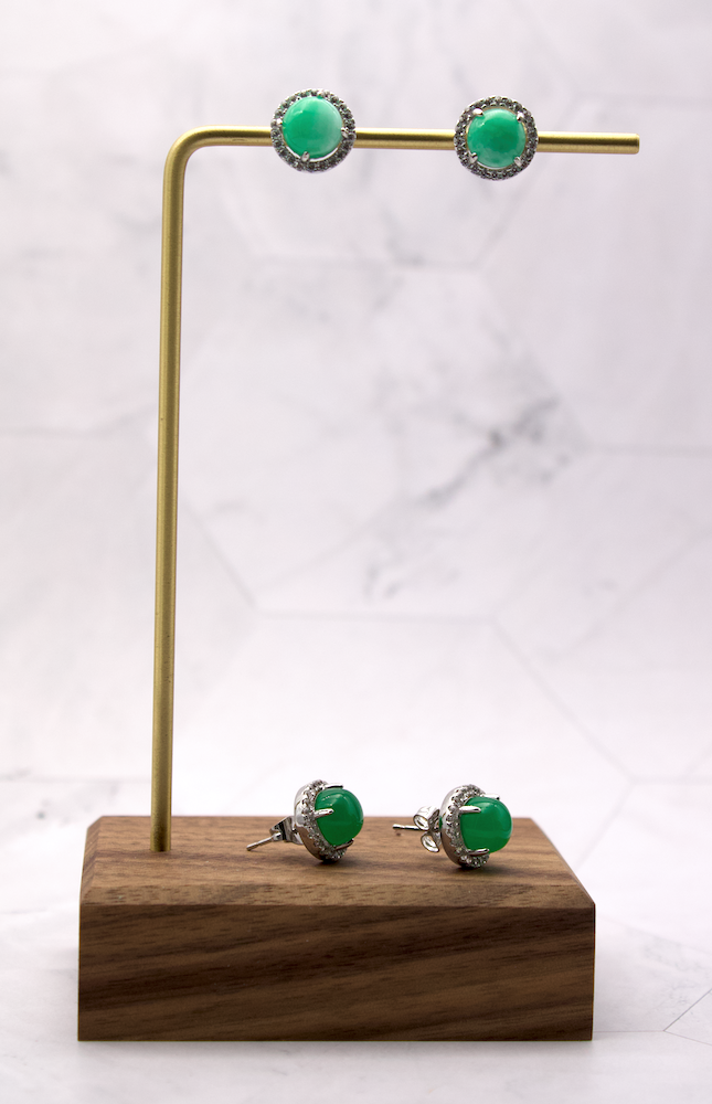 Jade with CZ Halo Studs