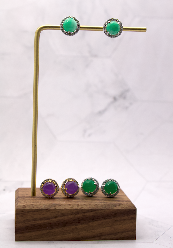 Jade with CZ Halo Studs