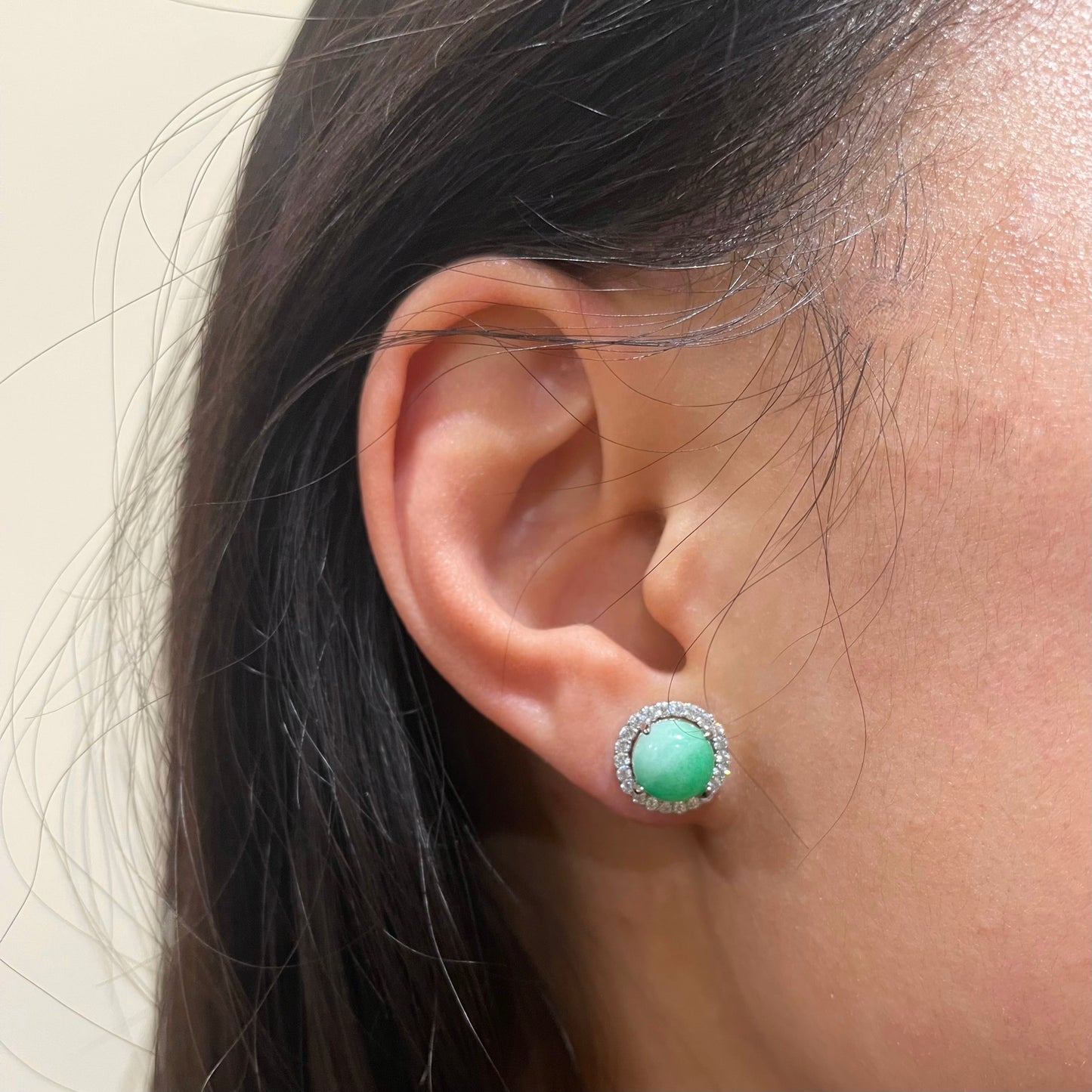 Jade with CZ Halo Studs
