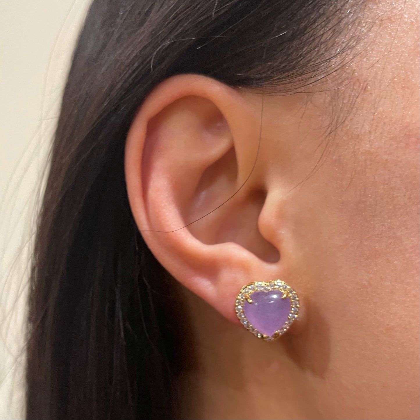 Jade Heart Studs