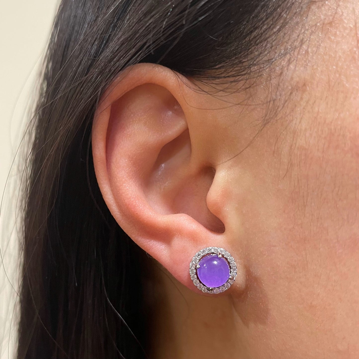 Jade with CZ Halo Studs