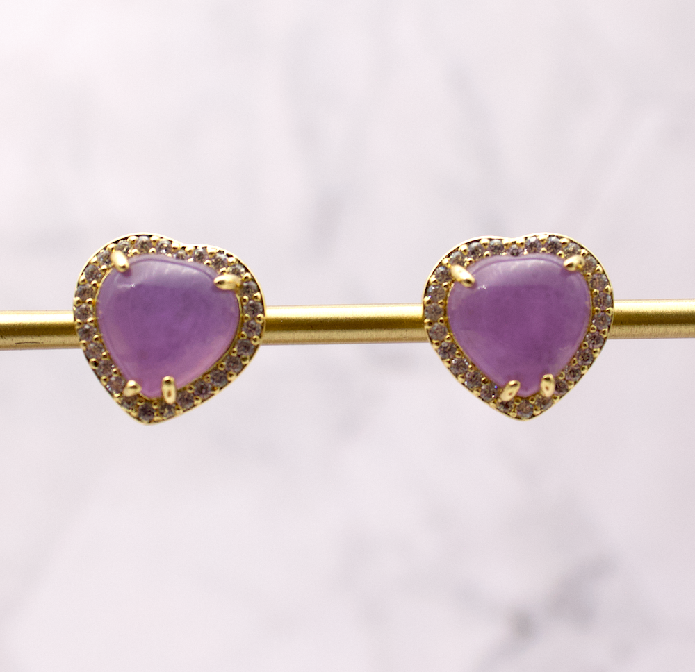 Jade Heart Studs