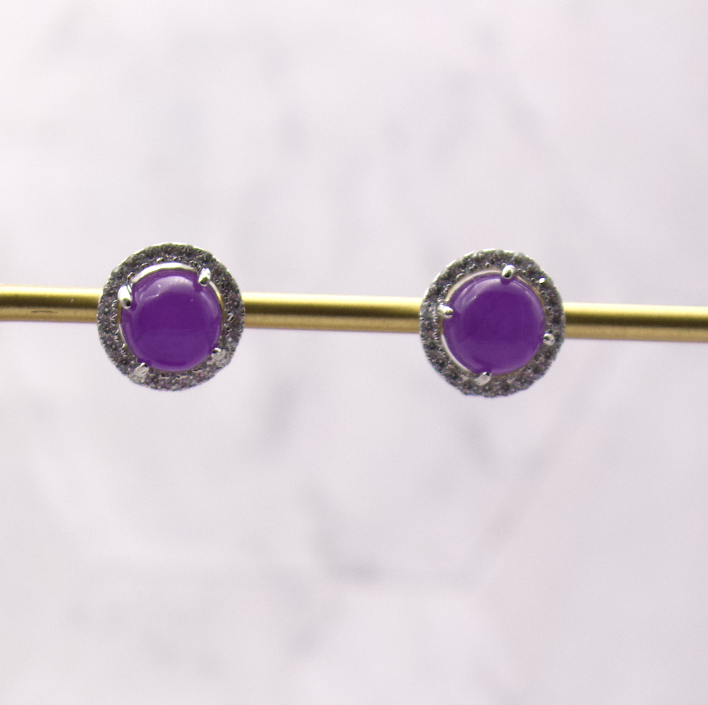 Jade with CZ Halo Studs