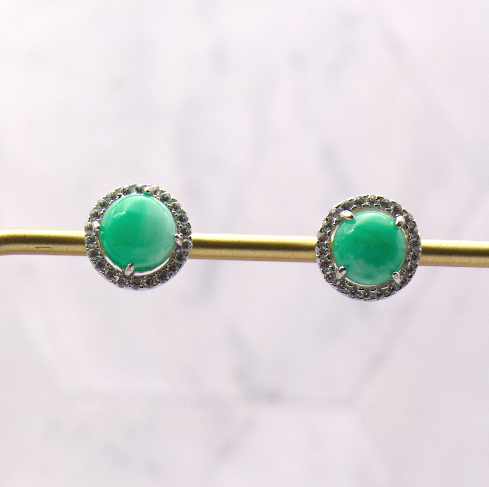 Jade with CZ Halo Studs
