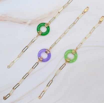 Paper Clip Jade Bracelet