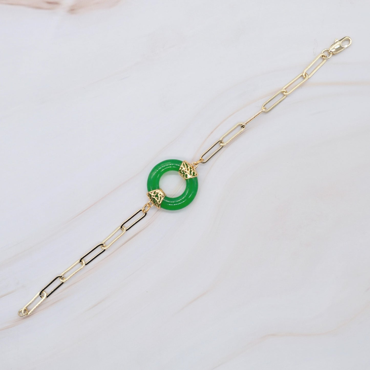 Paper Clip Jade Bracelet