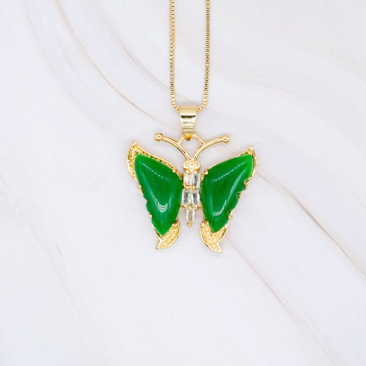 Butterfly with CZ Jade Pendant
