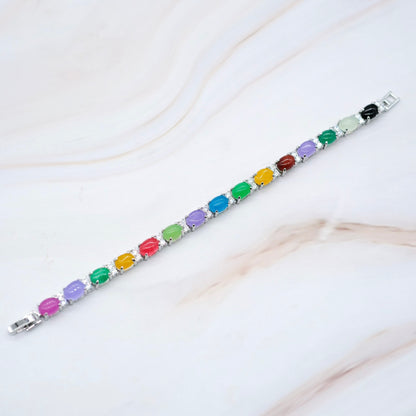 Oval & CZ Jade Bracelet