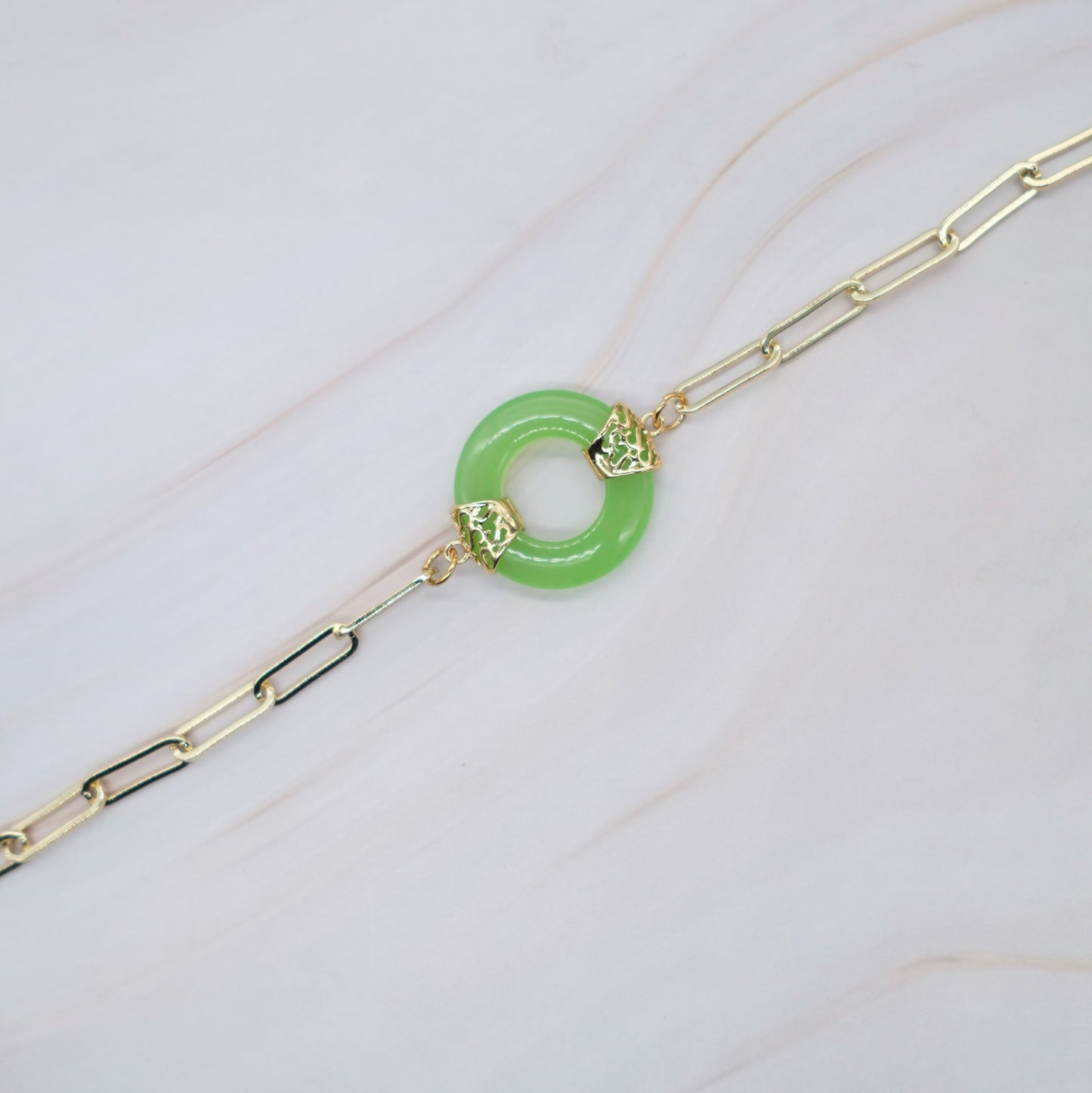 Paper Clip Jade Bracelet