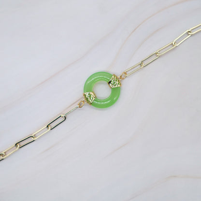 Paper Clip Jade Bracelet