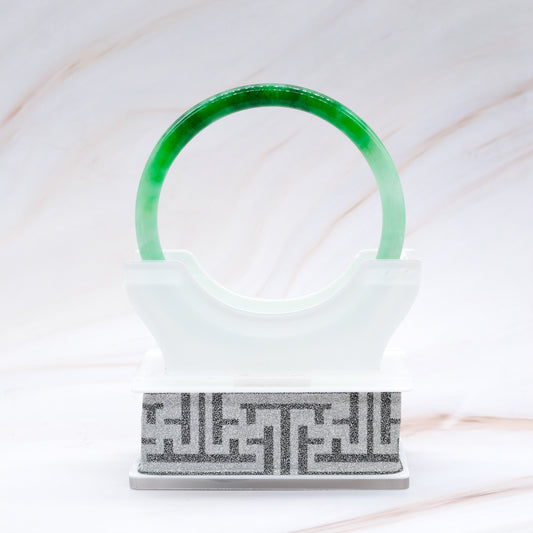 Thin Green Two Tone Jade Bangle