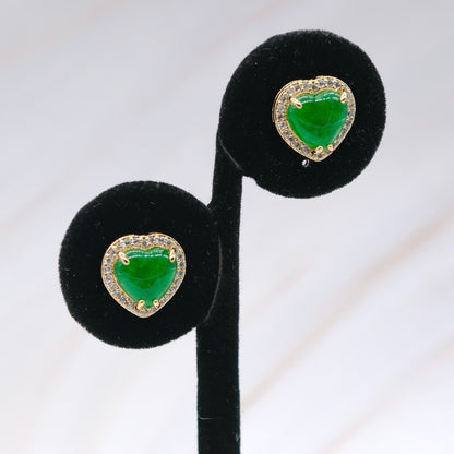 Jade Heart Studs