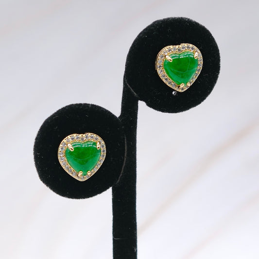 Jade Heart Studs