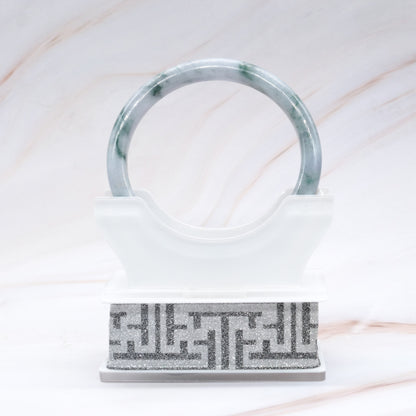 Thin Moss in Snow Jade Bangle