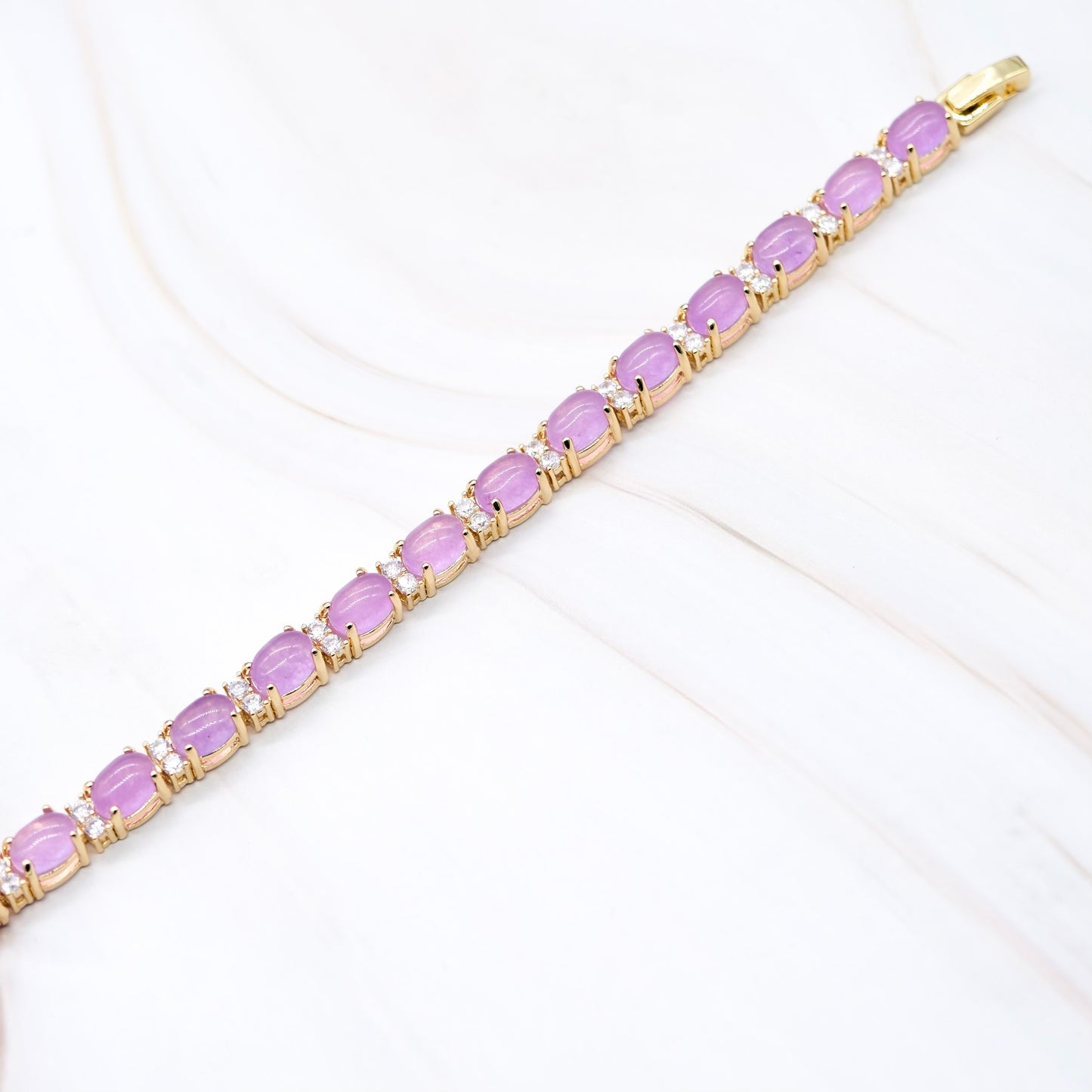 Oval & CZ Jade Bracelet