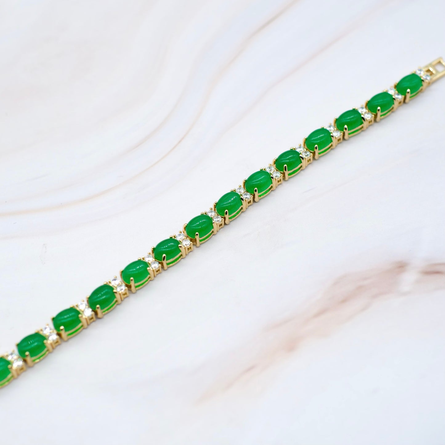Oval & CZ Jade Bracelet