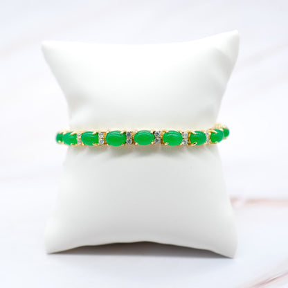Oval & CZ Jade Bracelet