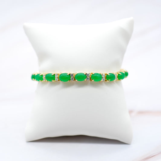 Oval & CZ Jade Bracelet