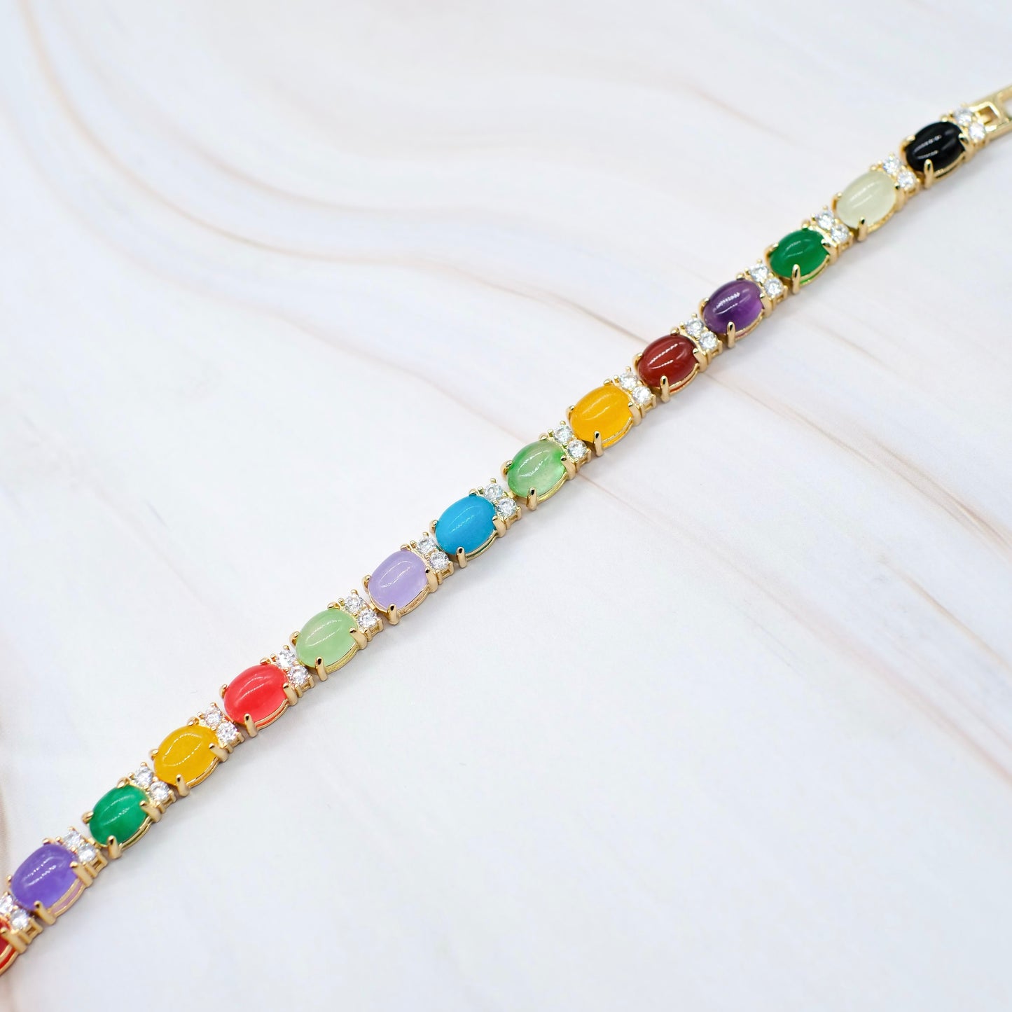 Oval & CZ Jade Bracelet