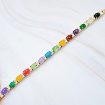 Oval & CZ Jade Bracelet