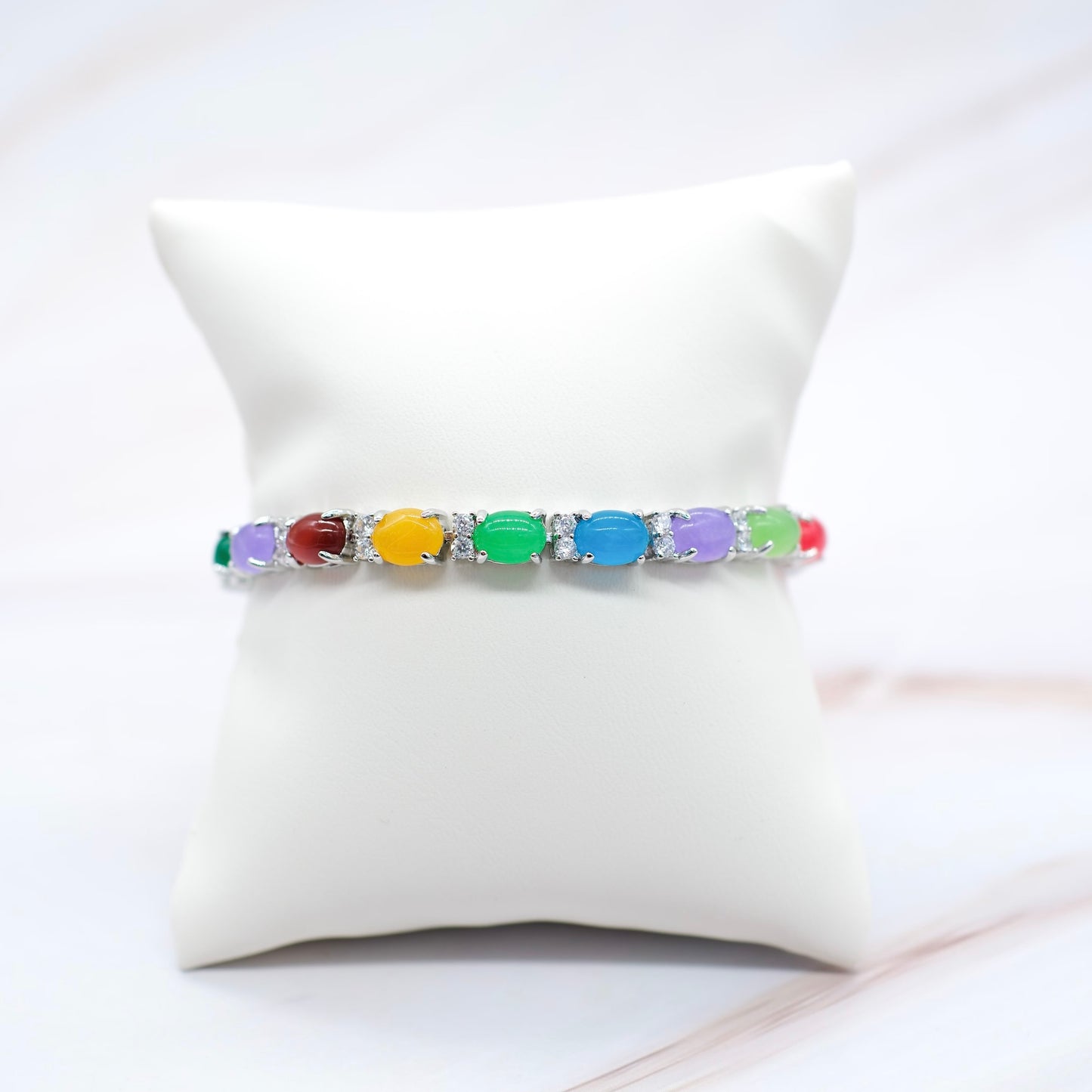 Oval & CZ Jade Bracelet