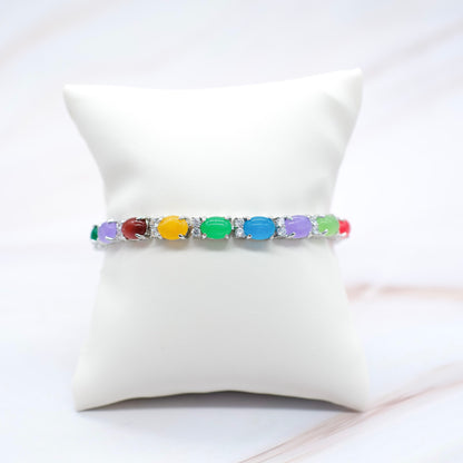 Oval & CZ Jade Bracelet