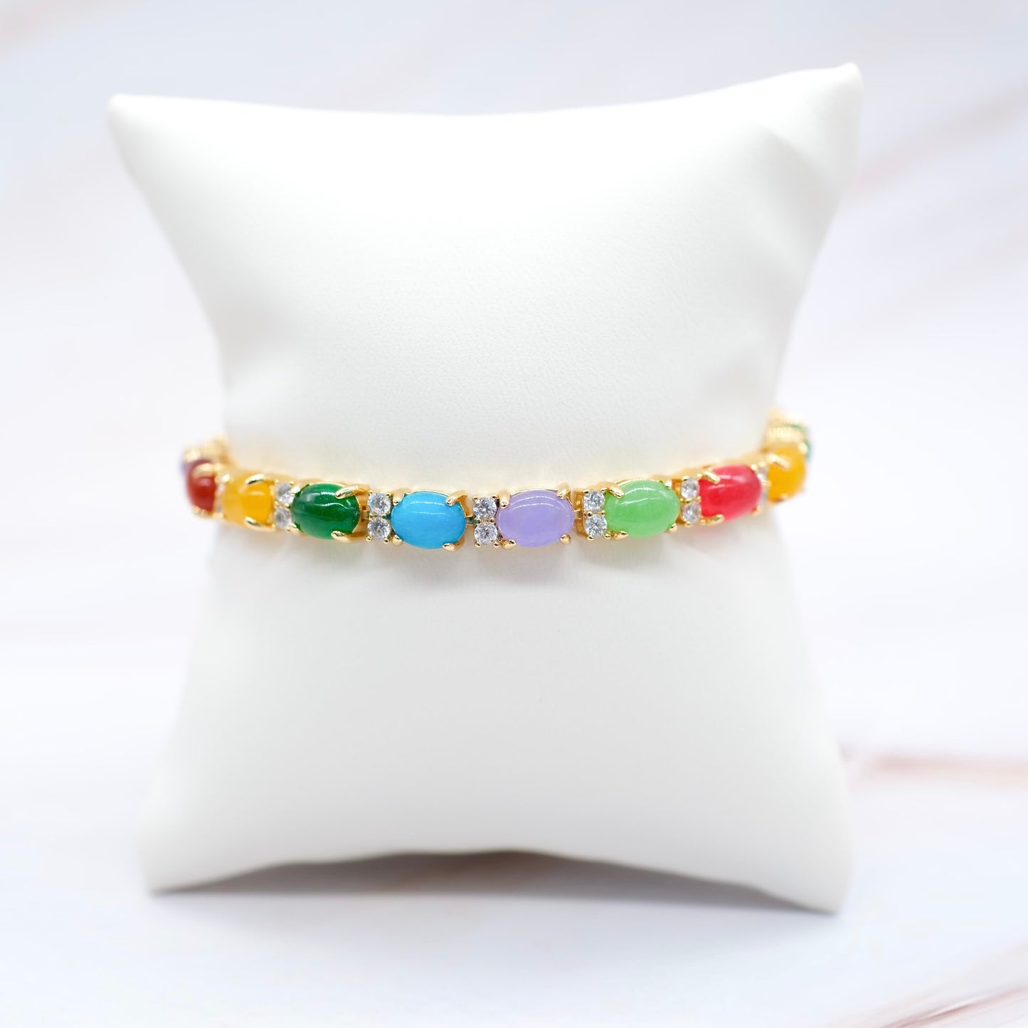 Oval & CZ Jade Bracelet