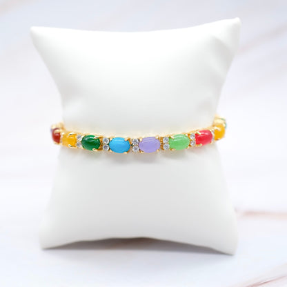 Oval & CZ Jade Bracelet