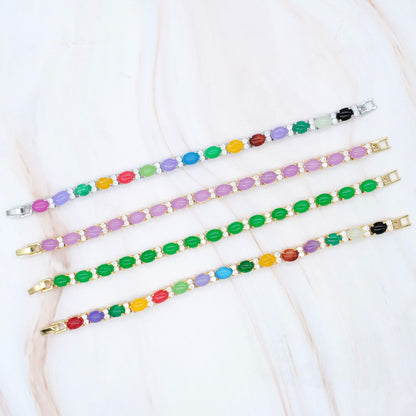 Oval & CZ Jade Bracelet