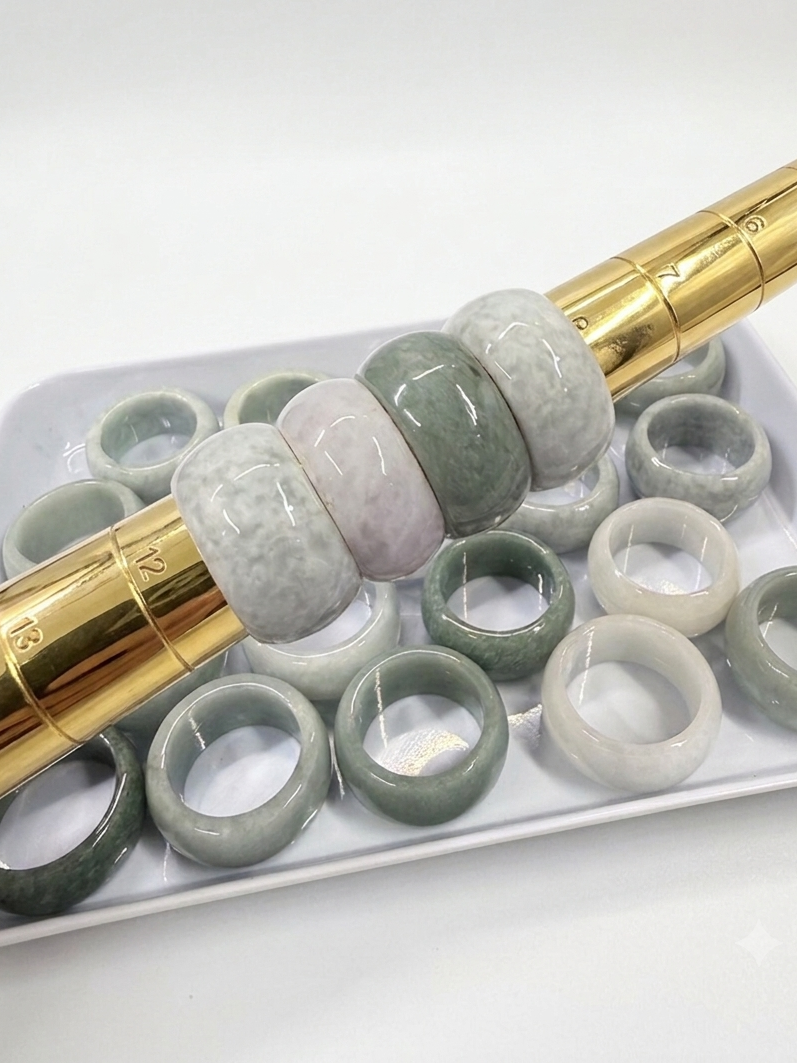 Type A Wide Natural Jade Rings