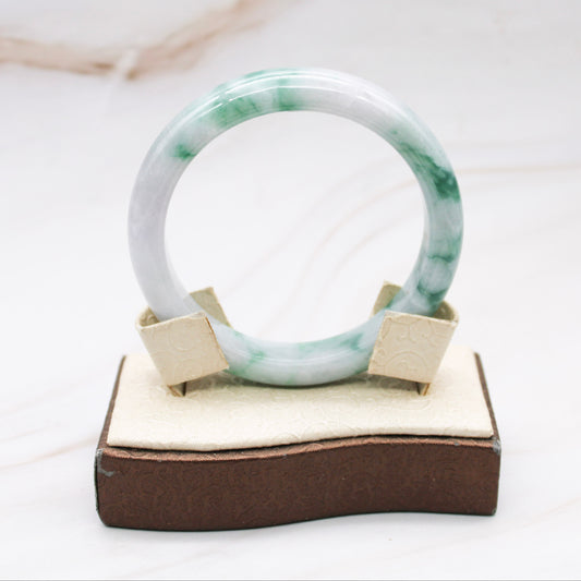 Mottled Green Grade A Jade Bangle