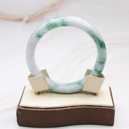 Mottled Green Grade A Jade Bangle