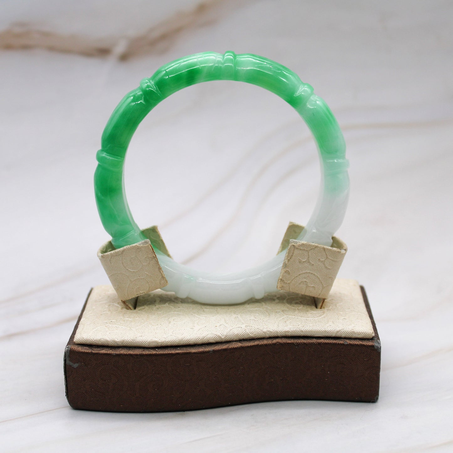 Carved Green Jade Bangle