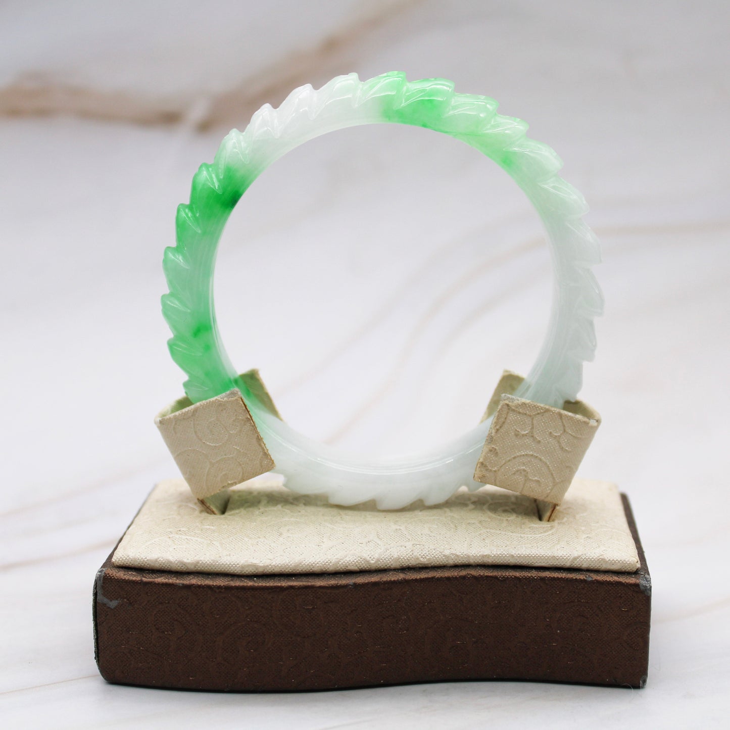 Carved Green Jade Bangle