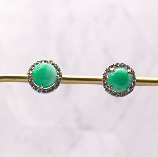 Jade with CZ Halo Studs
